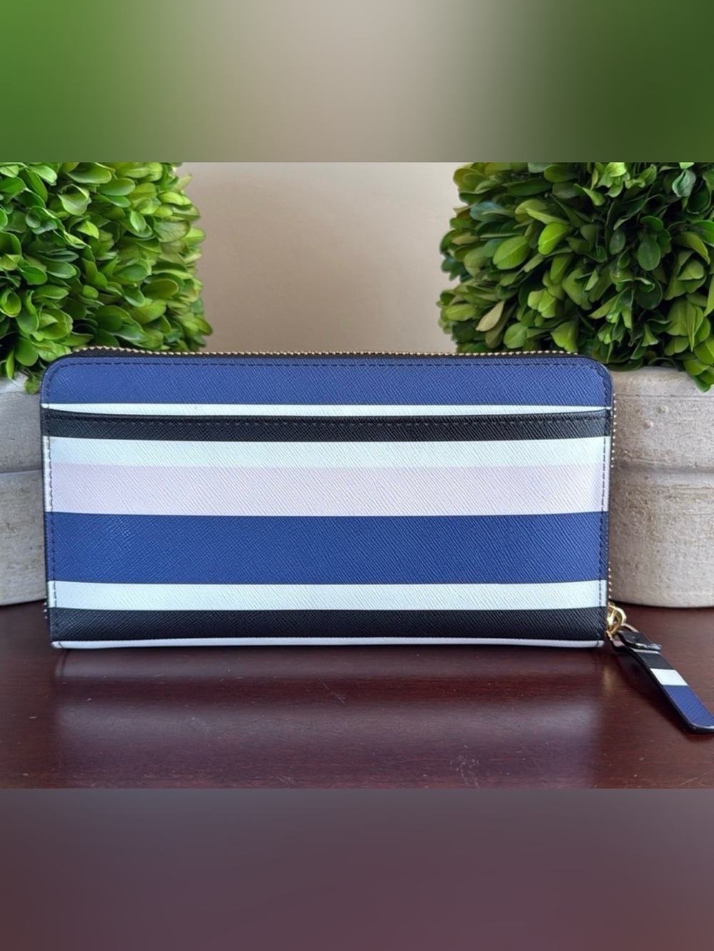 KATE SPADE ♠️ New York 🖤Neda🖤 LAUREL WAY PRINTED CRUISE STRIPE WALLET 🌟EUC🌟 - Picture 6 of 17